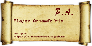 Plajer Annamária névjegykártya